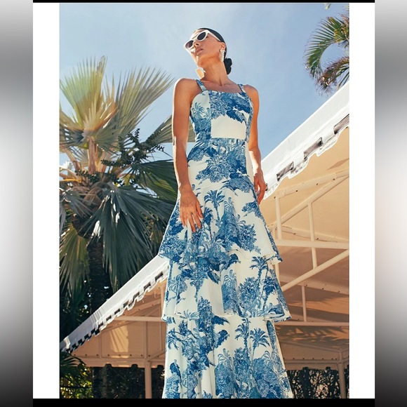 Brand New- Mestiza New York Torero Gown in White Palm Toile 🤍✨ - Picture 4 of 14